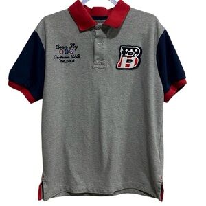 Born‎ Fly Gray Polo Shirt USA Patch & Embroidery | Size Large